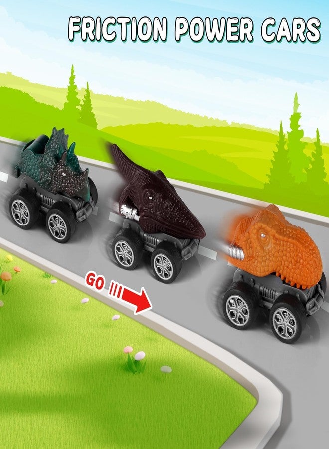 MindPal 19 in 1 Dinosaur Toys for Kids 3-5 5-7, Dinosaur Truck Set for Toddlers with 3 Pull Back Cars, 8 Dino Figures, Christmas and Birthday Gifts Toy for 3 4 5 6 7 Years Old Boys and Girls - Image 5